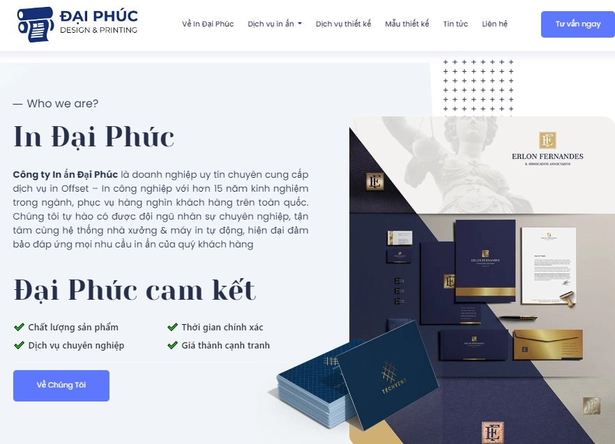 Mẫu thiết kế Website Hải Phòng - Web công ty in ấn