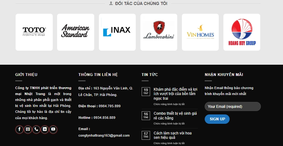 Footer Website nội thất Nhật Trang