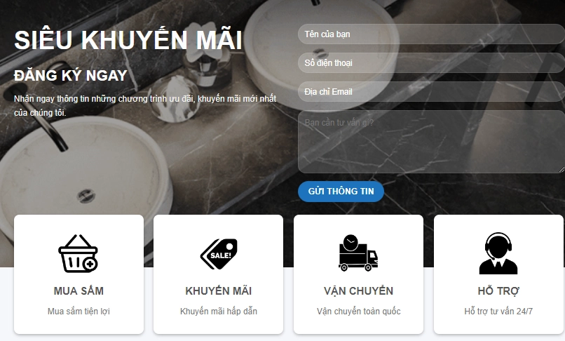 Form liên hệ Website nội thất Nhật Trang