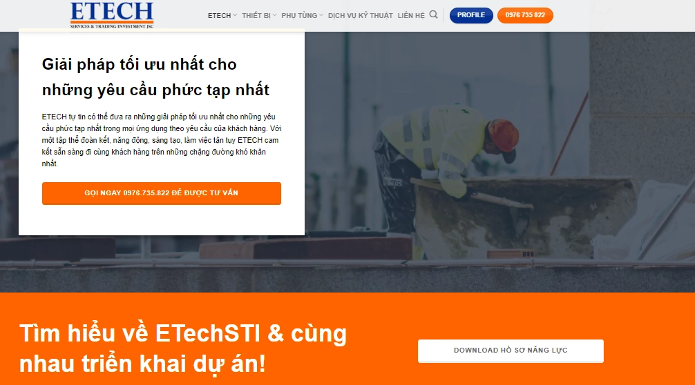 Thiết kế website thiết bị cảng biển ETech