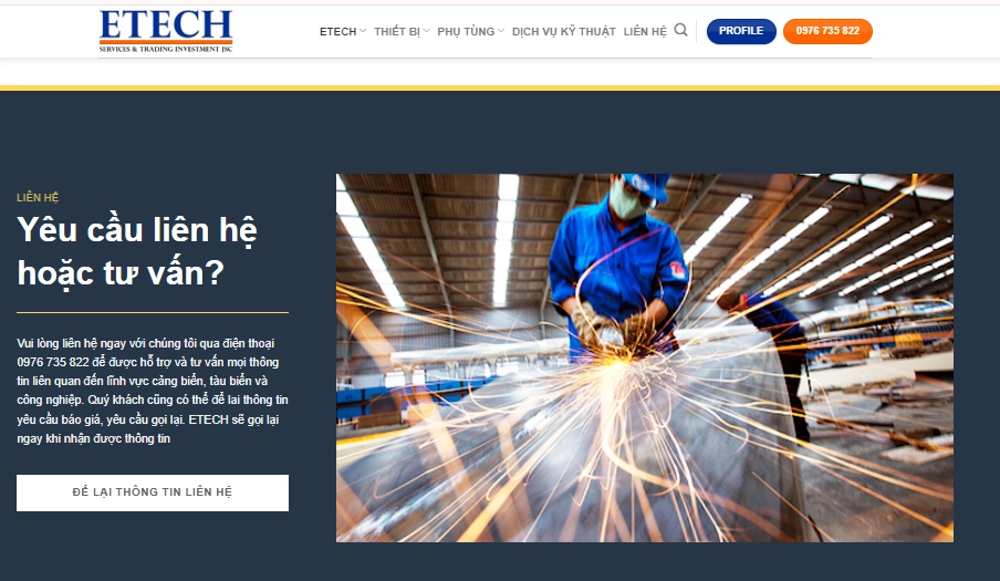 Thiết kế website thiết bị cảng biển ETech