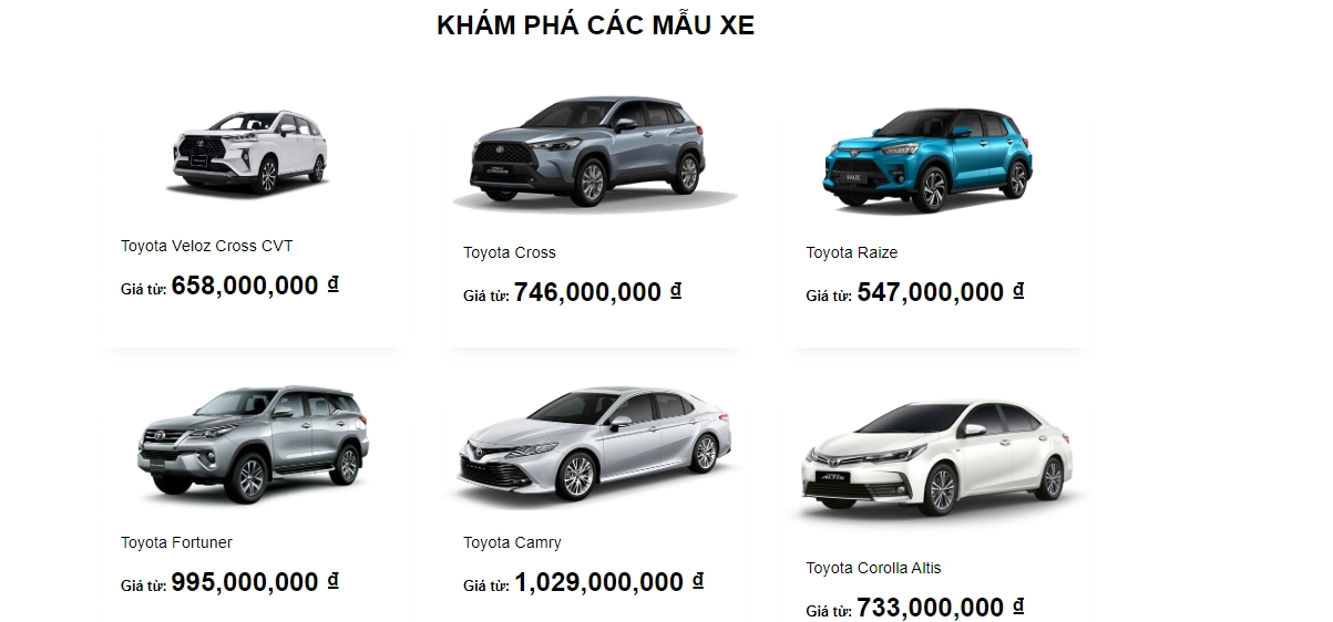 Thiết kế website bán xe toyota nankai hải phòng