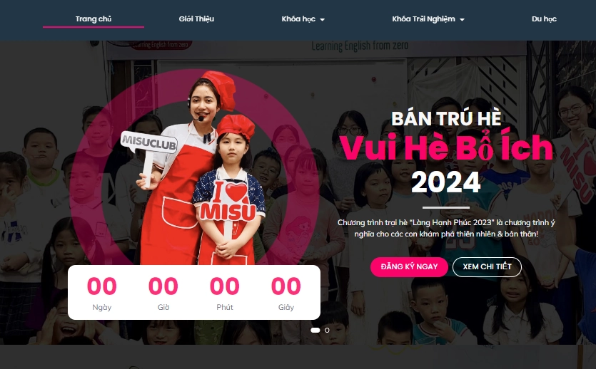 Tư vấn thiết kế website trung tâm tiếng anh misu english