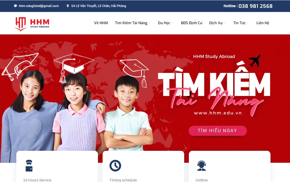 Thiết kế website công ty du học HHM