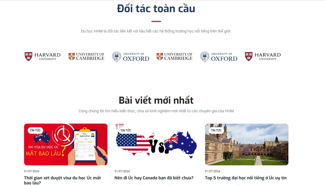 Thiết kế website công ty du học HHM