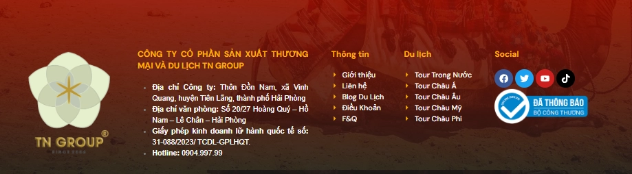 Thiết kế website du lịch Thiện Nguyện - Phần footer