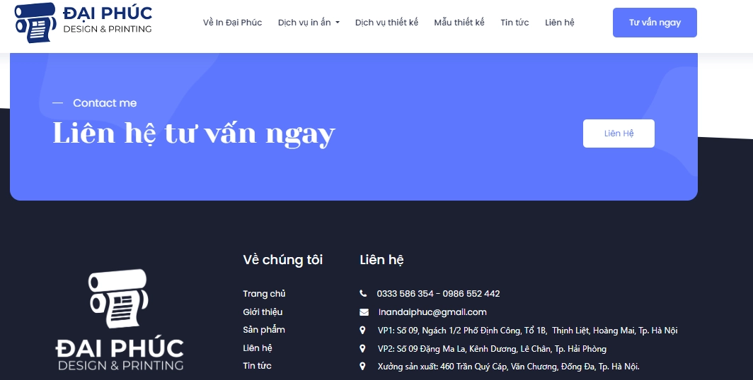 Thiết kế website in đại phúc