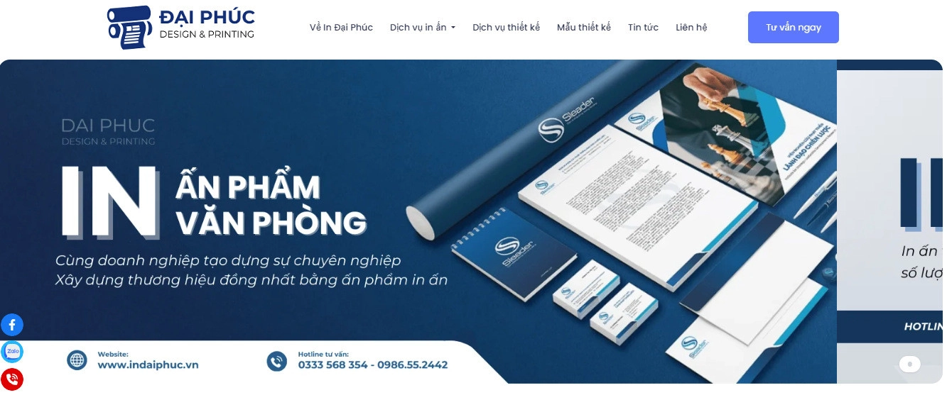 Thiết kế website in đại phúc 