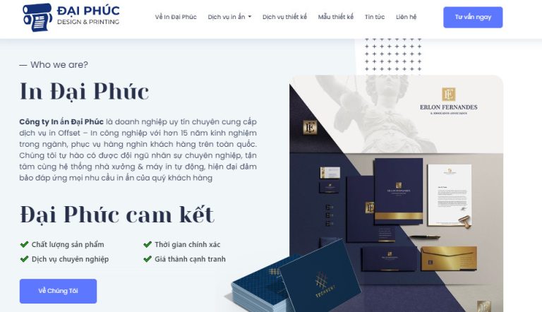 Tư vấn & Thiết kế Website Xưởng in offset Hải Phòng – In Đại Phúc