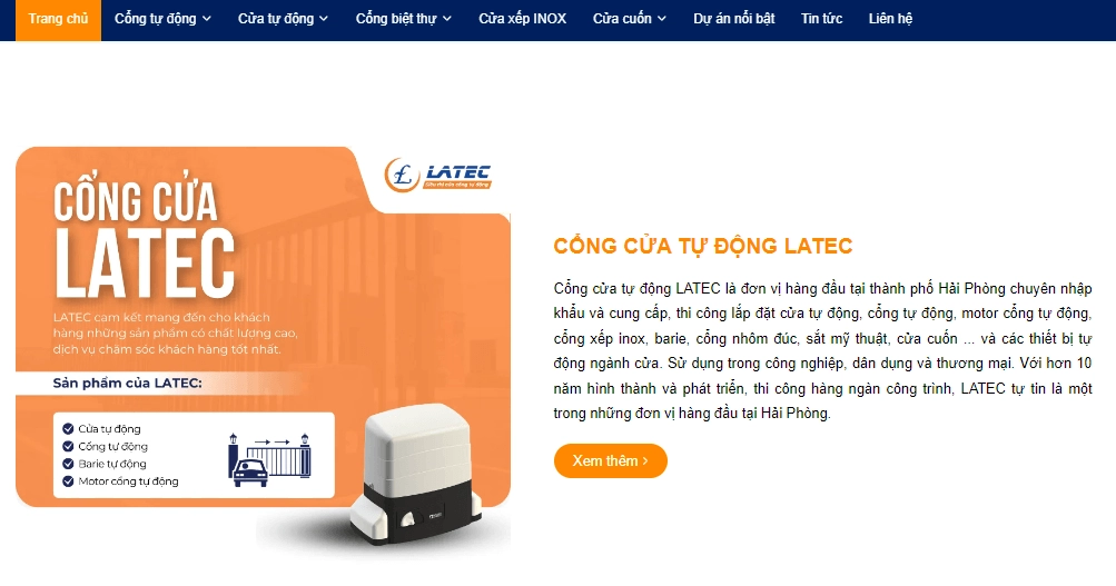 Thiết kế website cổng tự động LATEC