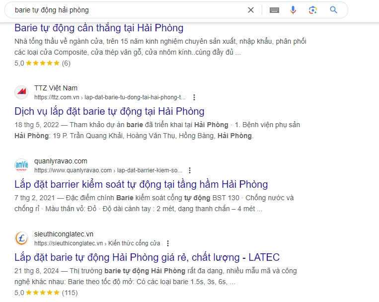 Triển khai SEO website Cổng tự động LATEC