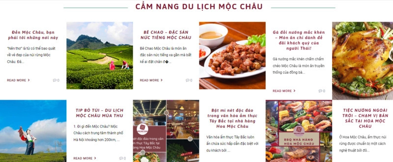 Thiết kế website Nhà hàng Hoa Mộc Châu