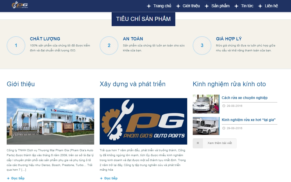 Thiết kế website bán phụ tùng ô tô Phạm Gia