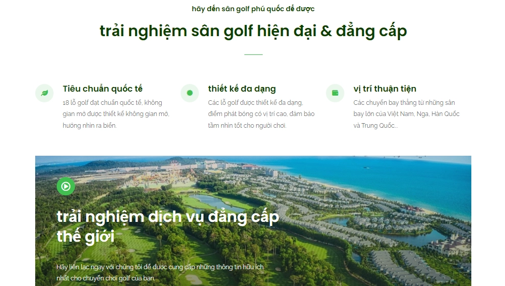 Thiết kế website sân golf phú quốc