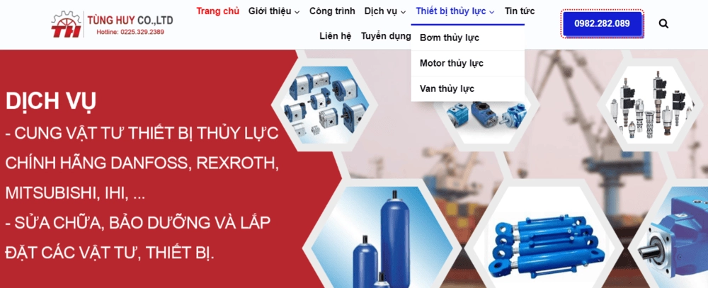 Thiết kế website sửa chữa thiết bị thủy lực Tùng Huy