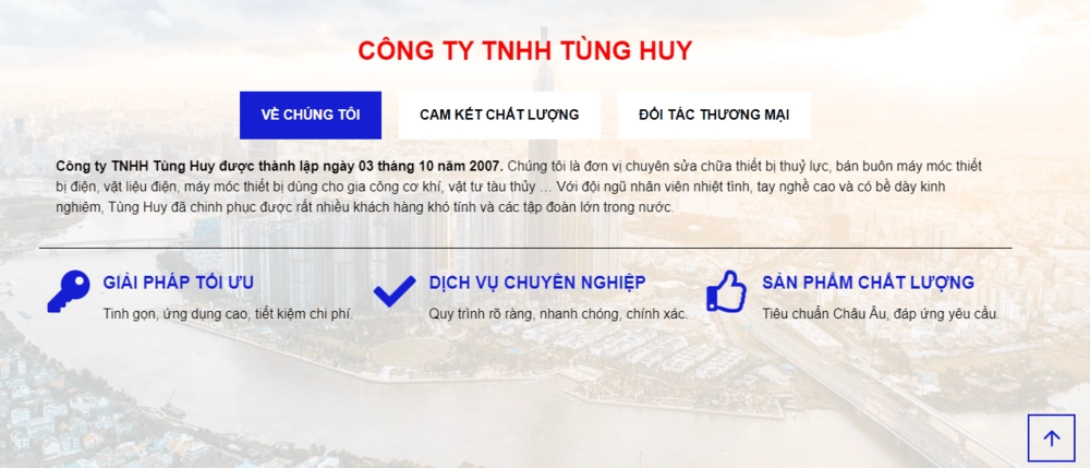 Thiết kế website sửa chữa thiết bị thủy lực Tùng Huy