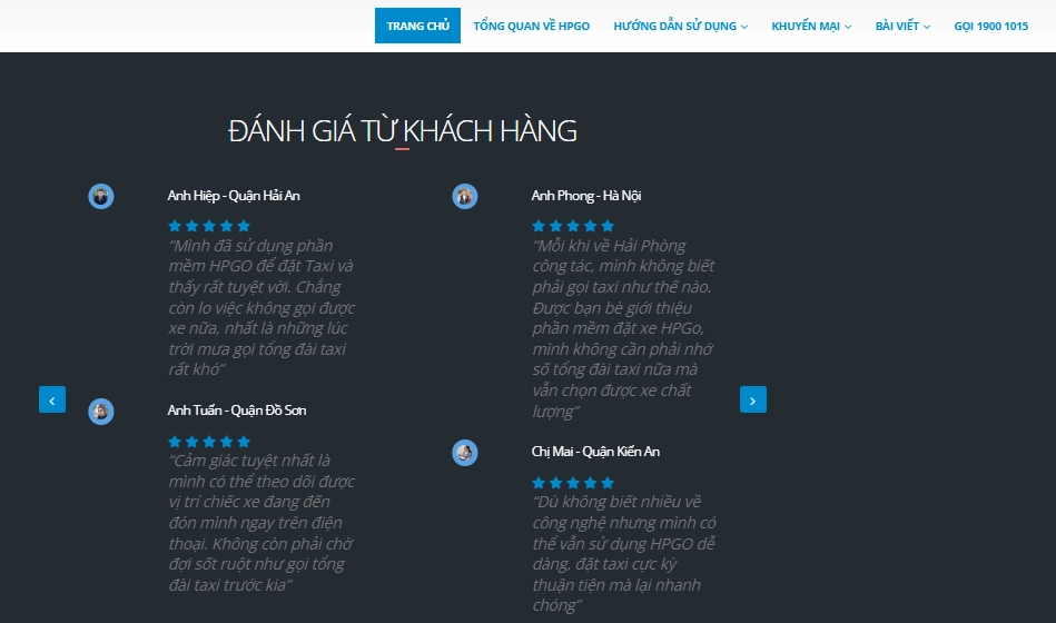 Thiết kế website ứng dụng đặt xe HPGO