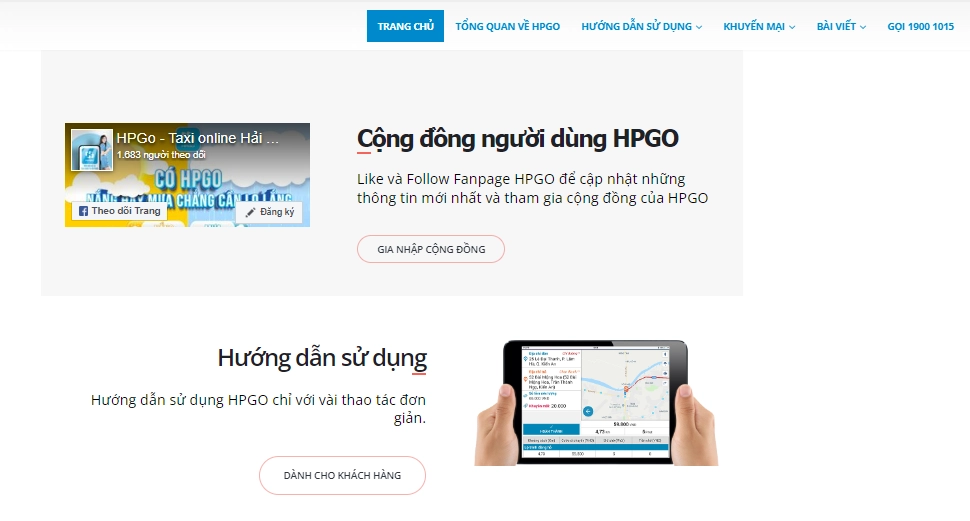 Thiết kế website ứng dụng đặt xe HPGO