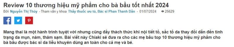 Mẫu bài viết chuẩn SEO về mỹ phẩm