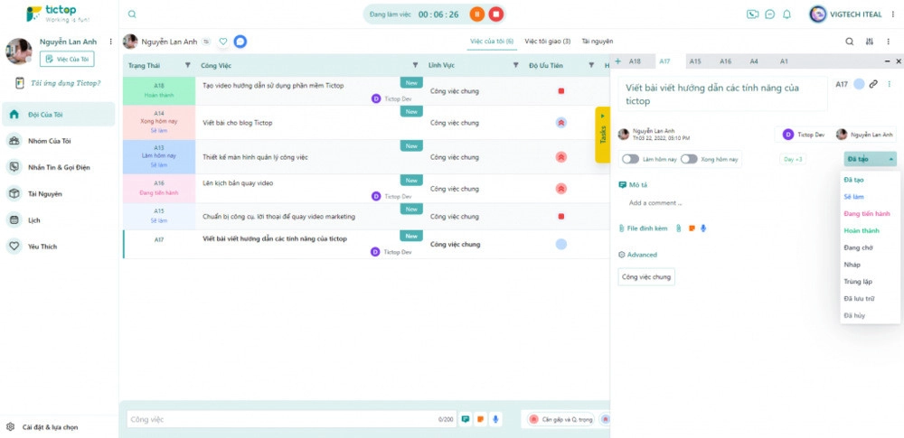 Phần mềm quản lý công việc Tictop cho agency