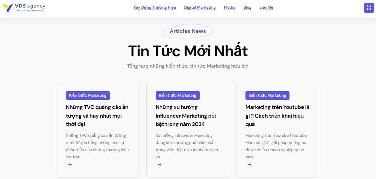 Thiết kế website agency marketing