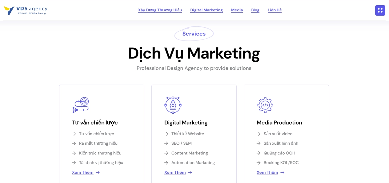 Thiết kế website agency marketing VDS