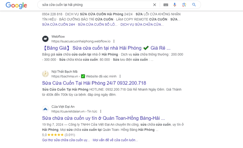 SEO website Cửa Việt Đại An