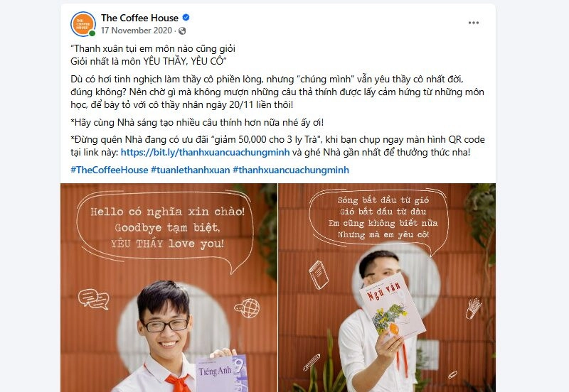 Mẫu content bán hàng 20/11 quán cafe