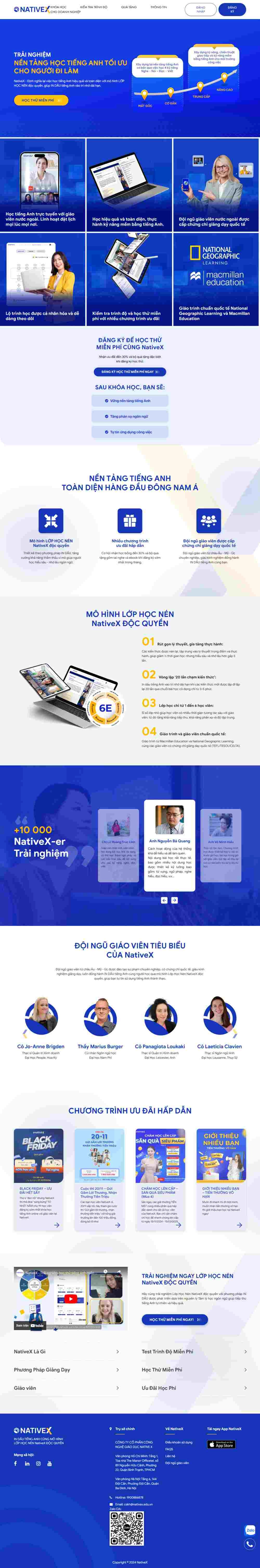 Mẫu landing page trung tâm tiếng anh