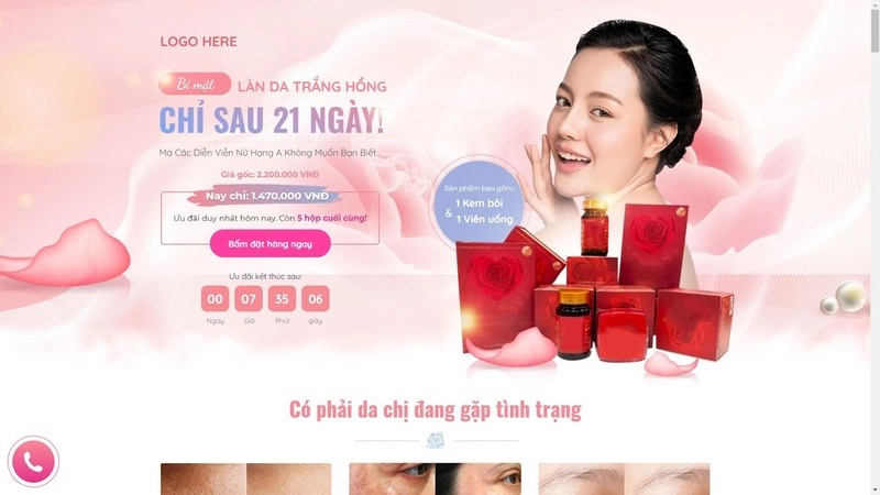 Mẫu landing page bán hàng đẹp ngành mỹ phẩm