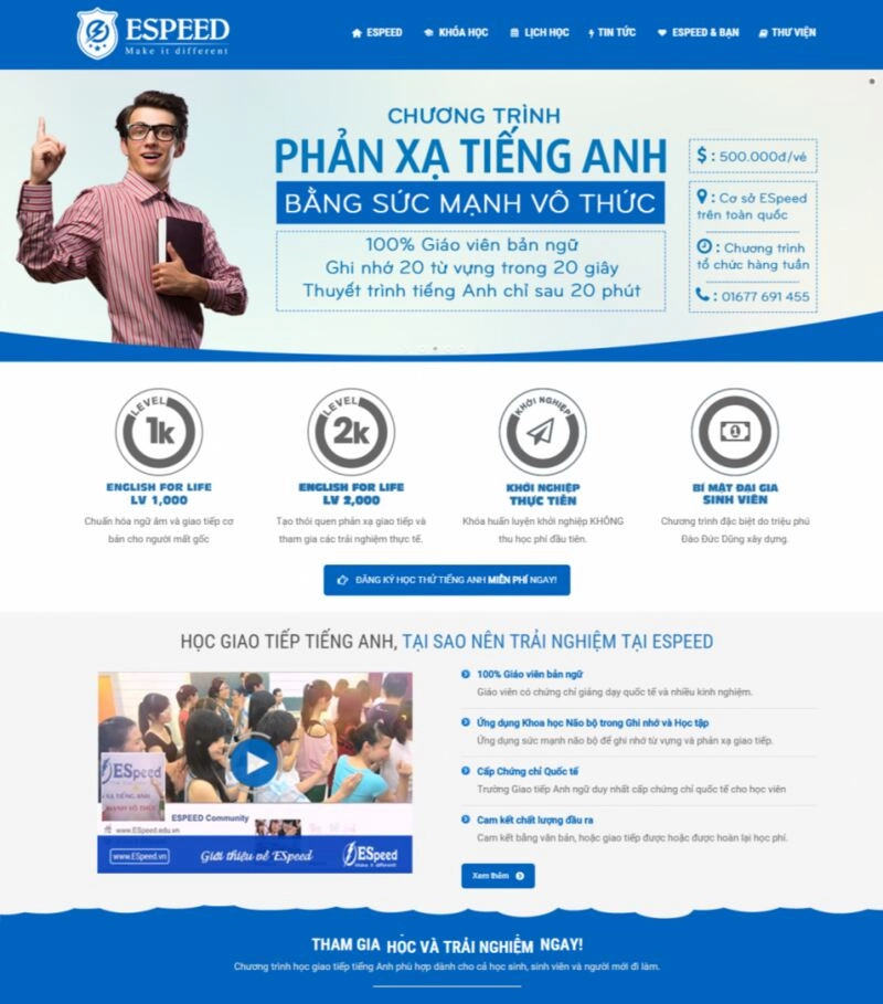 Những yếu tố cần có của landing page trung tâm ngoại ngữ