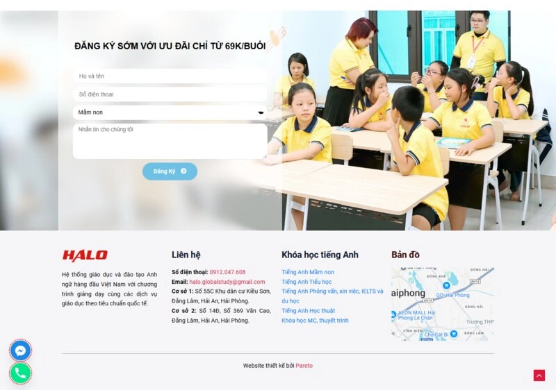 Thiết kế website trung tâm tiếng anh Halo Study