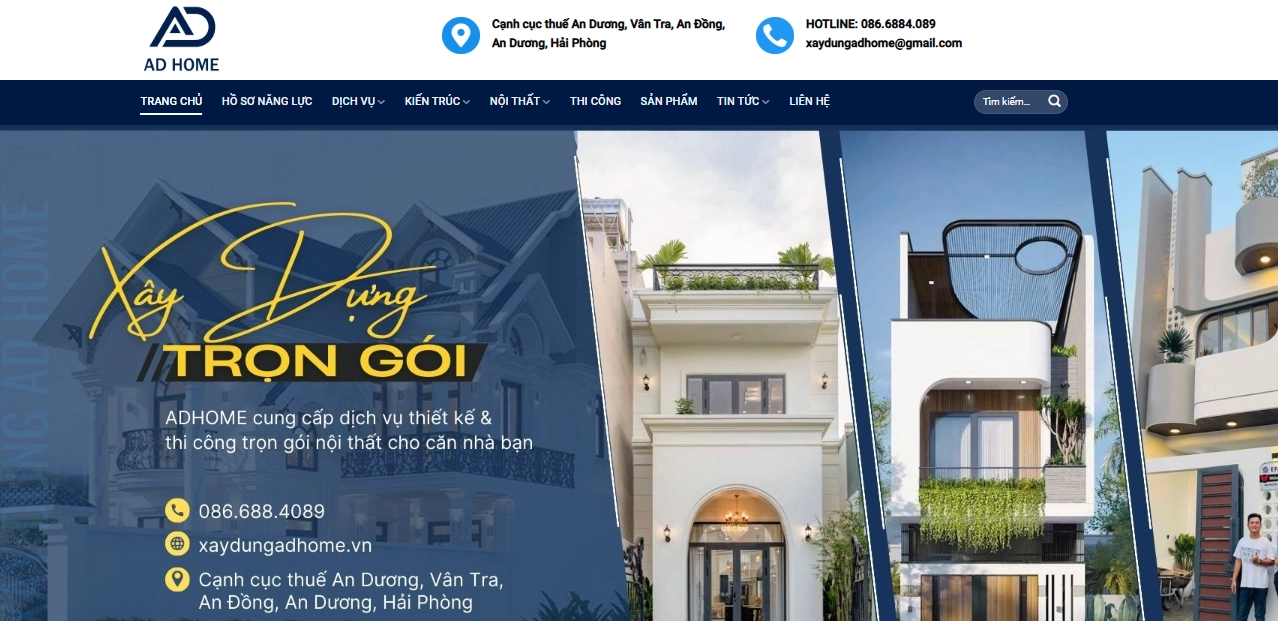 Thiết kế website công ty xây dựng ADHome