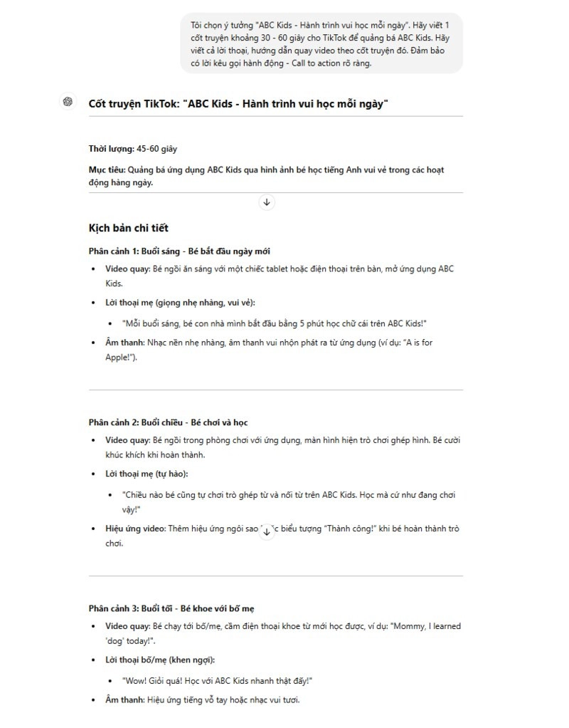 Câu lệnh ChatGPT viết content kịch bản