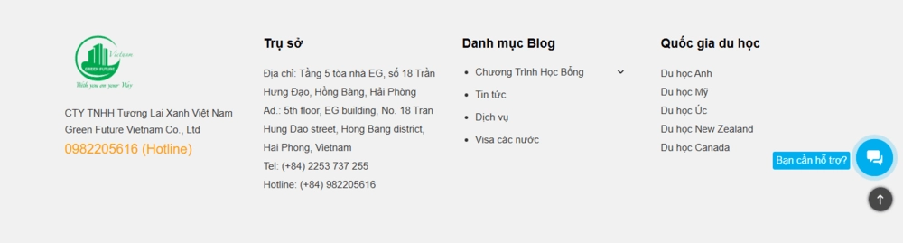 Thiết kế website Du học Tương Lai Xanh