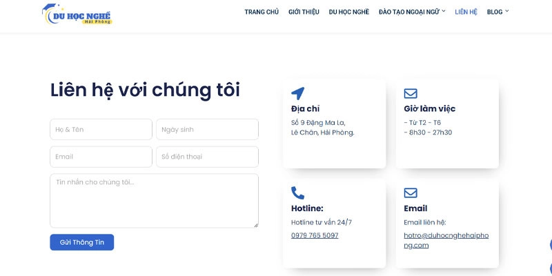 Website đầy đủ thông tin để liên hệ khi có khác hàng