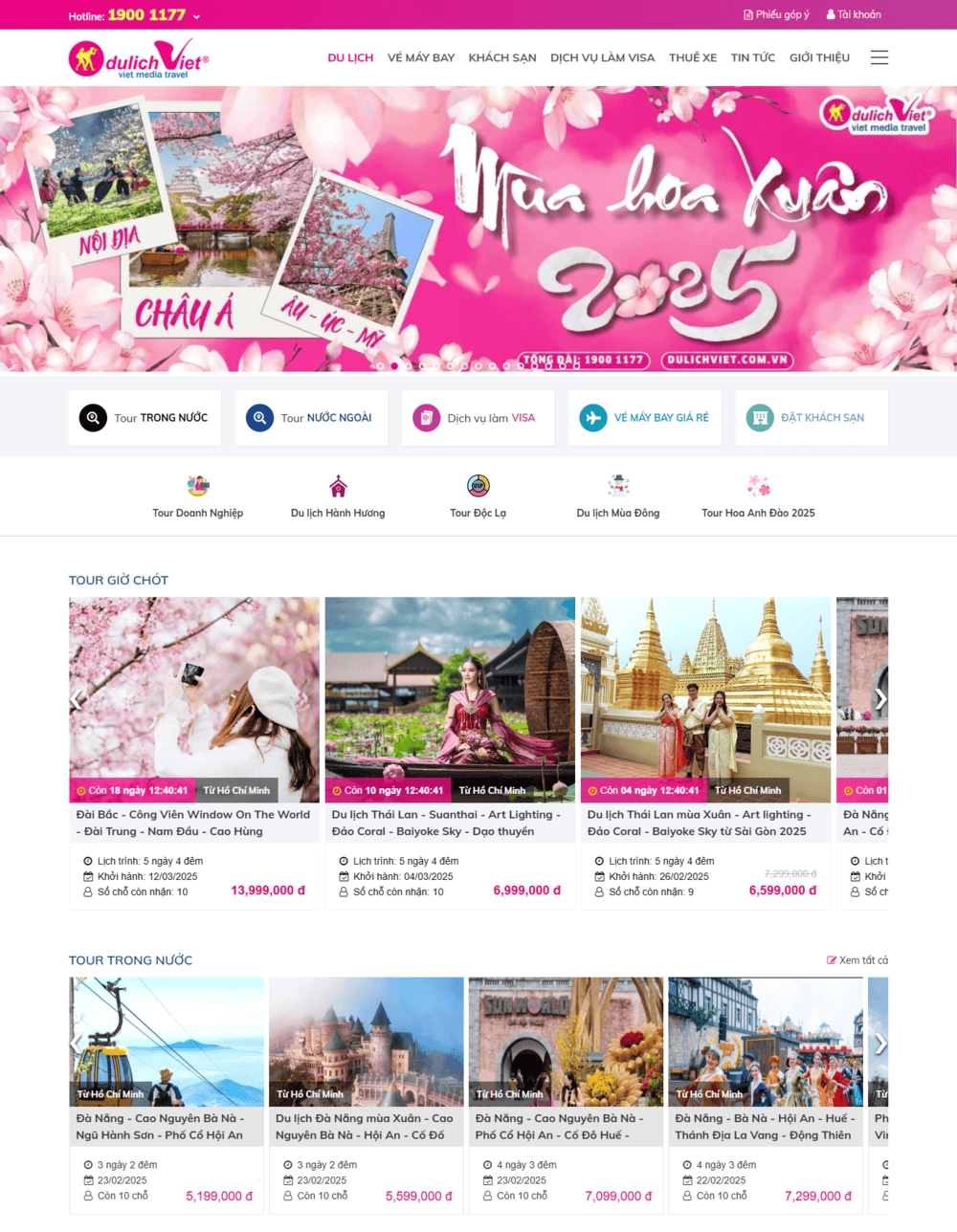 Mẫu web bán tour du lịch đẹp